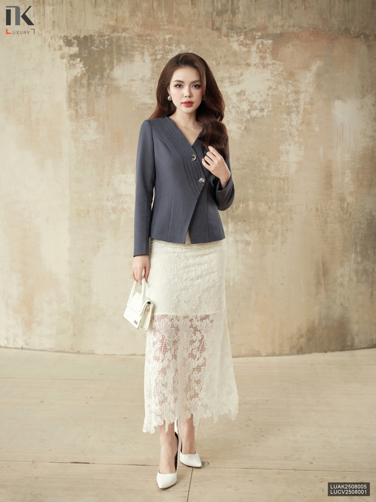 Vest 2 lớp không cổ mí nẹp chéo sang mịn LUAK2508005