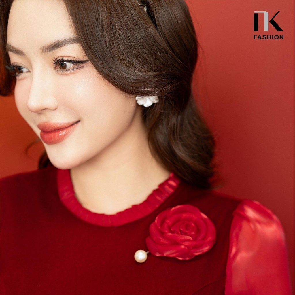 NK FASHION Hoa Mẫu Đơn Xiên Ngọc Phụ Kiện Cài Áo Đẹp Sang, Cao Cấp NKPK2312001
