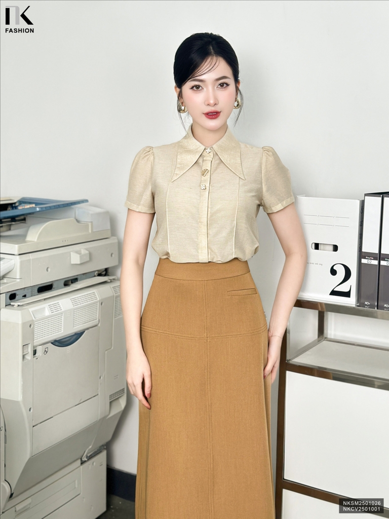 Áo sơ mi bấu mjs dọc LINEN đơn giản, dễ mặc, màu sắc nhẹ nhàng NKSM2501026