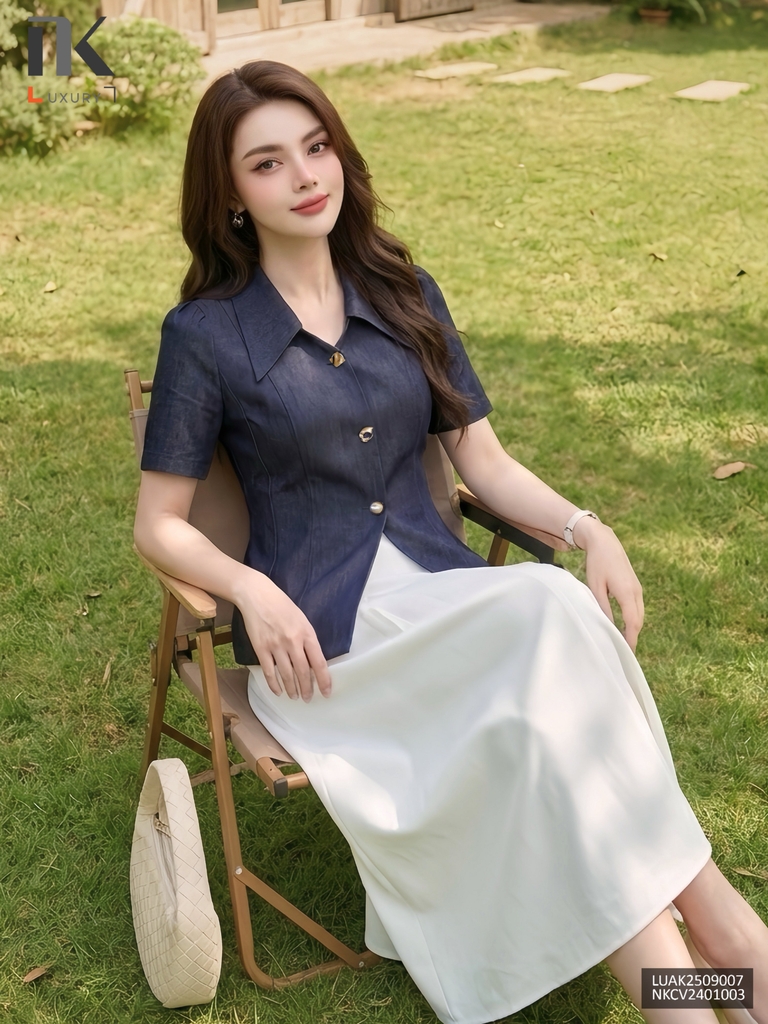 Kí giả demin 3 cúc lá cổ mềm mại mà sang LUAK2509007