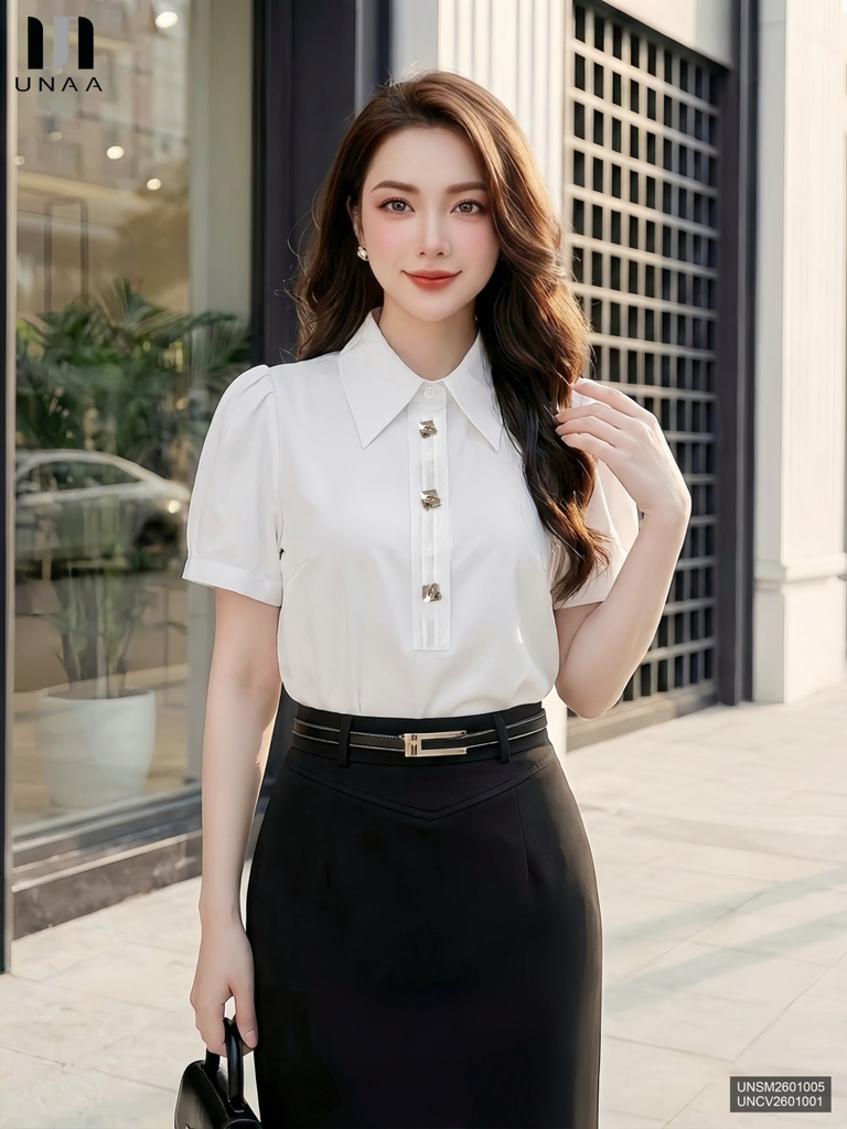 Sơ mi cổ đức đô mí sang xịn, công sở UNSM2601005