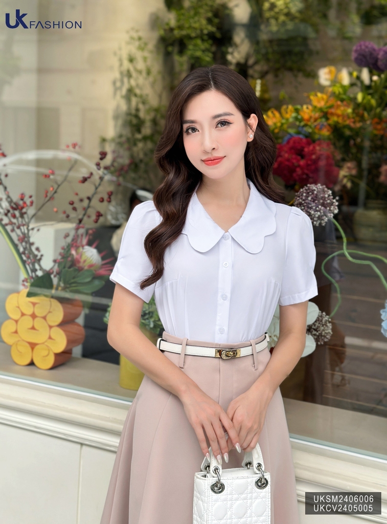 Chân váy xòe UK Fashion Công Sở Nữ Thanh Lịch, Vải Mềm Mịn UKCV2405005