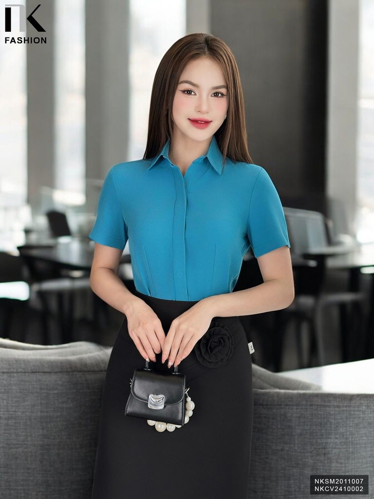 Áo Sơ Mi Cổ Đức Cộc Tay Dáng Cơ Bản nhiều màu sắc, phù hợp nhiều kiểu dáng NKSM2011007