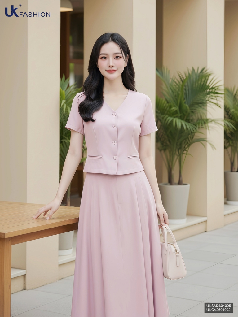 Sơ mi line cúc nẹp cơi túi nhẹ nhàng, đơn giản UKSM2604005