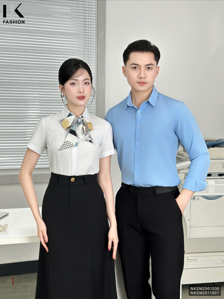 Sơ mi nam lịch sự, dễ phối đồ và ghép set đồng phục cùng áo nữ NKSM2501030