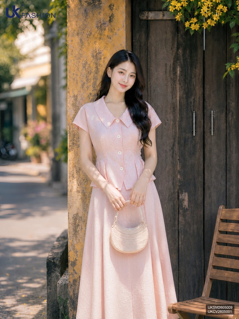 Sơ mi chấm bi Peplum UKSM2605009 ( Không bao gồm chân váy + PK )