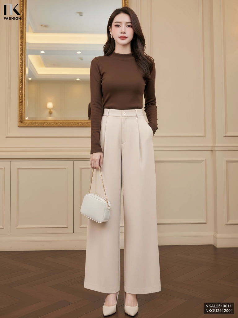 Quần ống rộng xếp ly Nk thoải mái, sang xịn, dễ mặc NKQU2512001