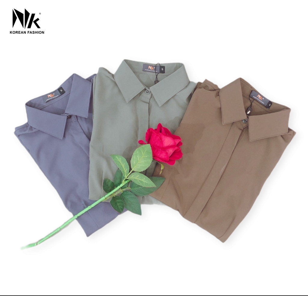 Áo Sơ Mi Dài Tay Cổ Đức Nẹp Dấu Khuy cơ bản phù hợp nhiều kiểu dáng NKSM2010011 ( Ko kèm QU/CV/PK)