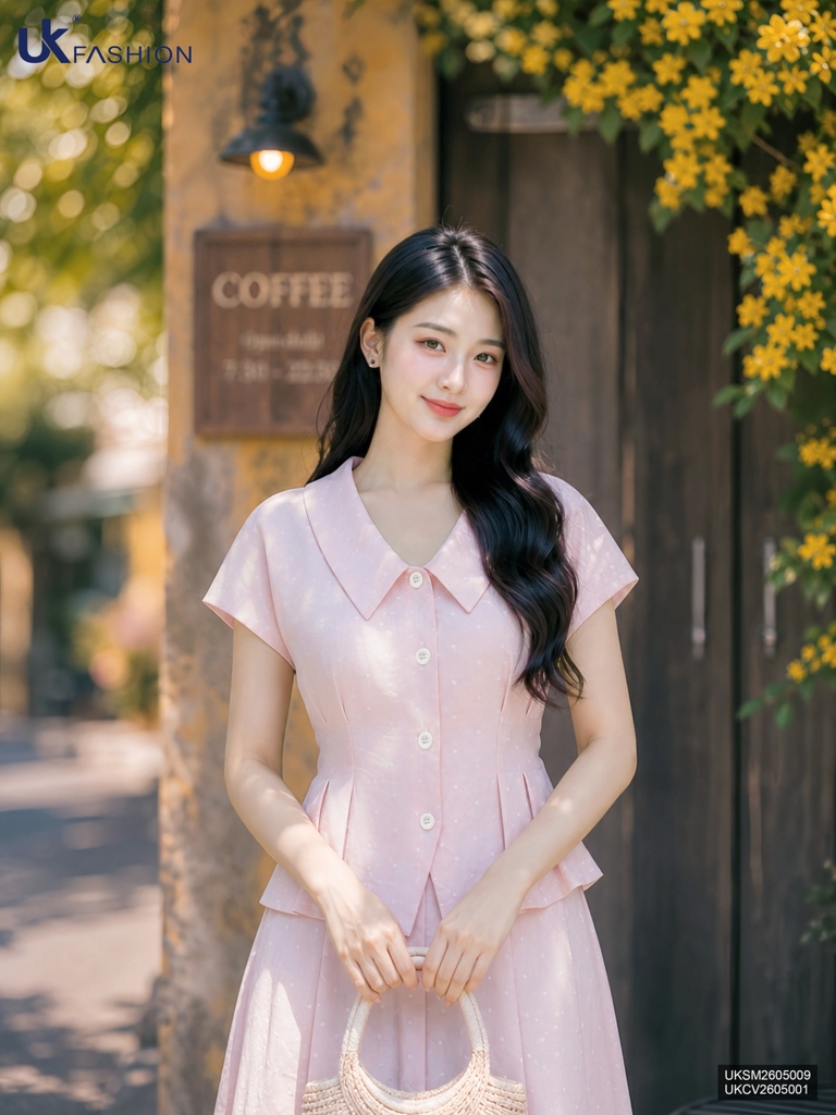 Sơ mi chấm bi Peplum UKSM2605009 ( Không bao gồm chân váy + PK )