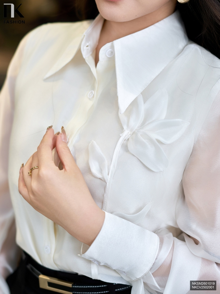 Sơ mi cổ đức tơ tằm mềm mát, dễ mặc NKSM2601019