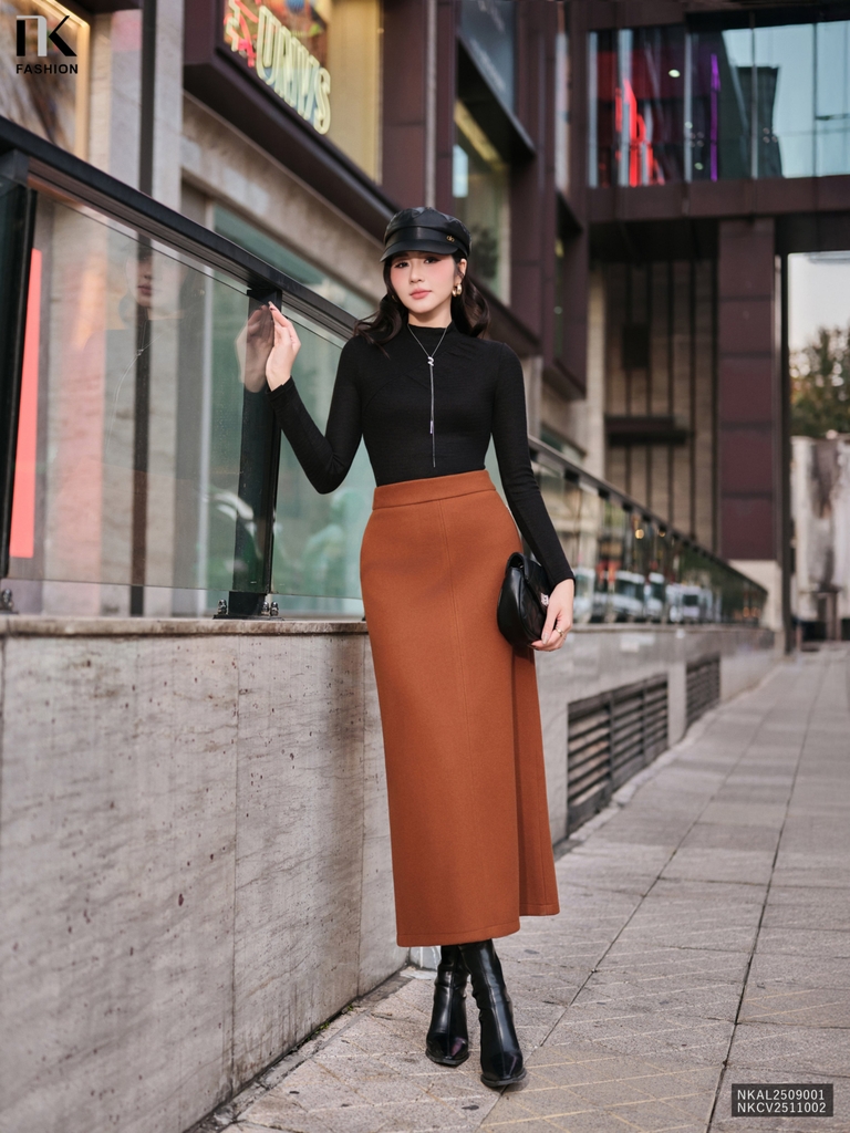 Áo len cổ leo nhún chéo kiểu cách mới lạ, mềm, ấm NKAL2509001