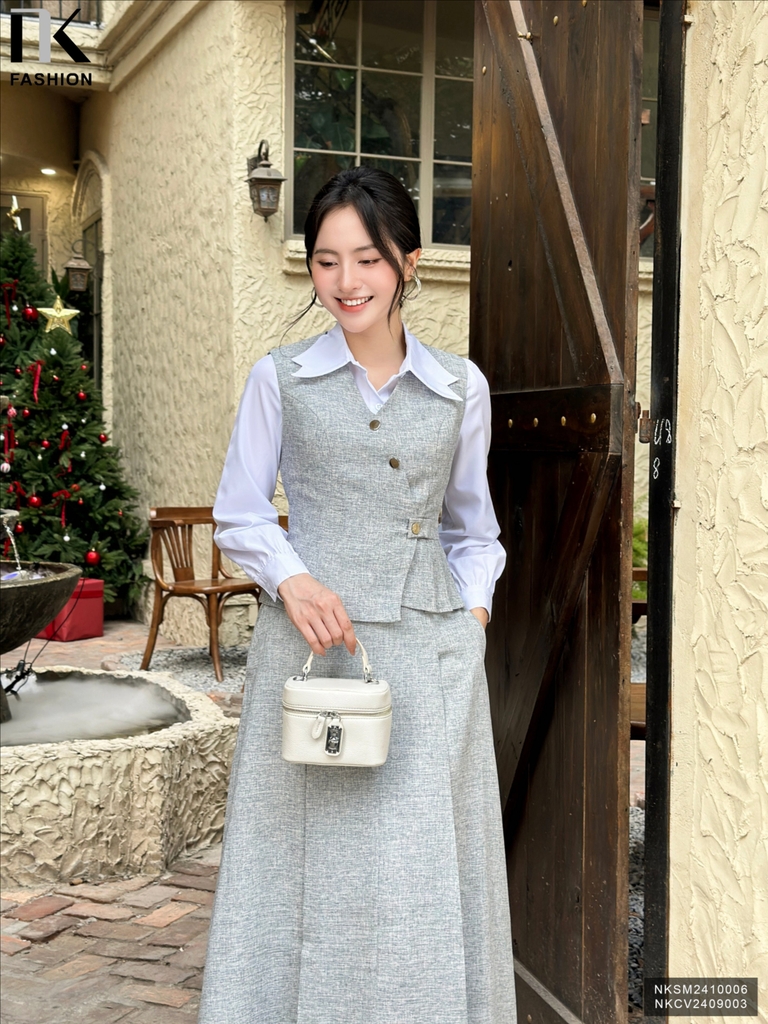 Áo Ghile xước xếp eo sang xịn ghép set công sở lịch sự NKSM2410006 ( Ko kèm CV - PK )