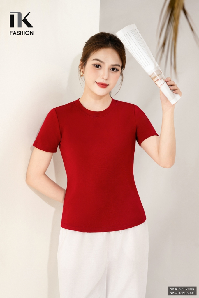 Áo Thun Cổ Tròn Croptop 25, Năng Động Vải Mềm Mịn NKAT2502005