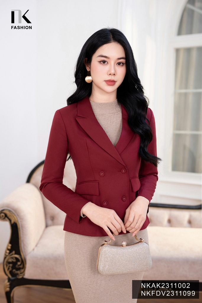 Vest 2 Lớp 4 Cúc Bọc Ve Hech Thanh Lịch, Sang Trọng NKAK2311002