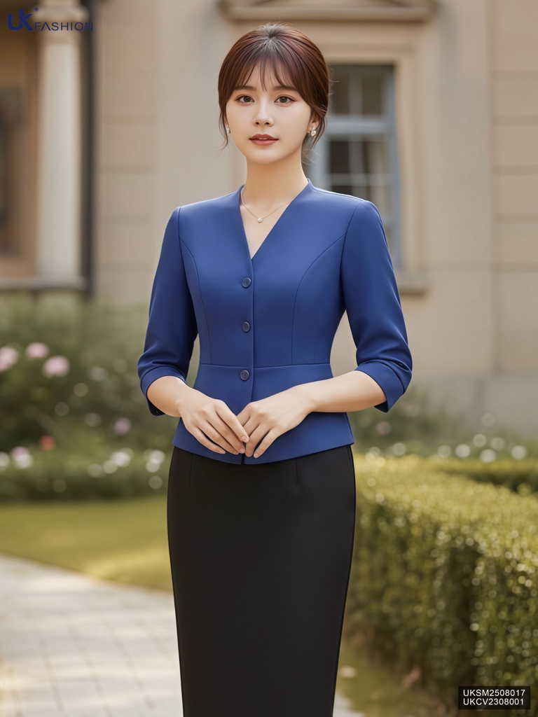 Kí giả cổ neo peplum sang chảnh UKSM2508017