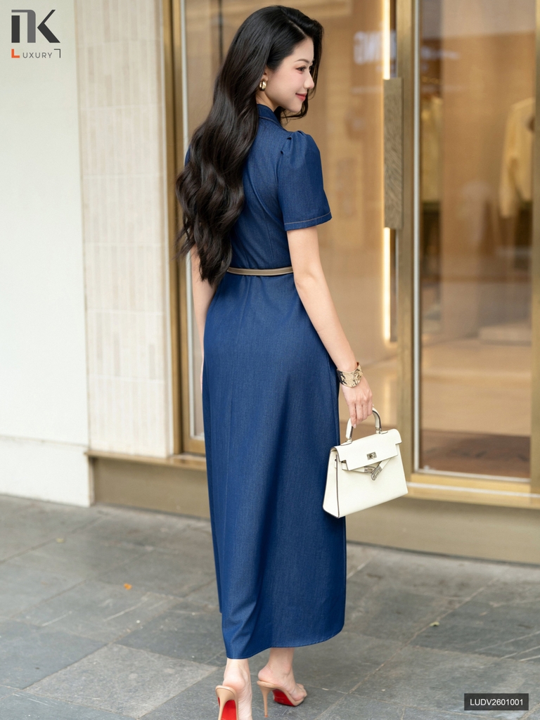Đầm denim mềm mịn sang trọng cực chất LUDV2601001
