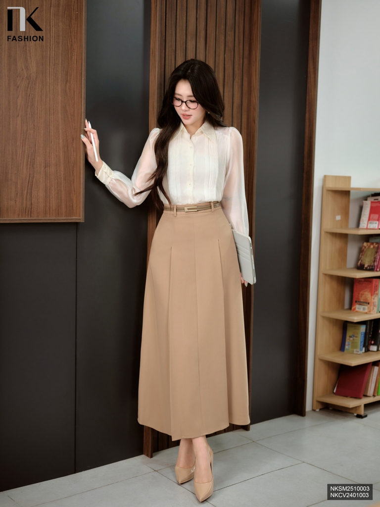 Chân váy xòe xếp Unaa thoải mái lên dáng xinh UNCV2510001