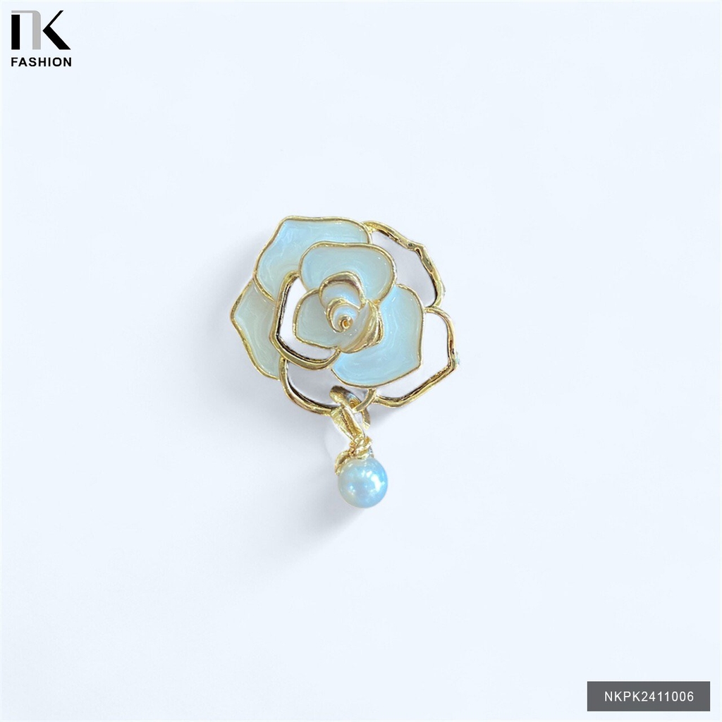 Táp cài hoa hồng khuyết mạ vàng sang đẹp NKPK2411006