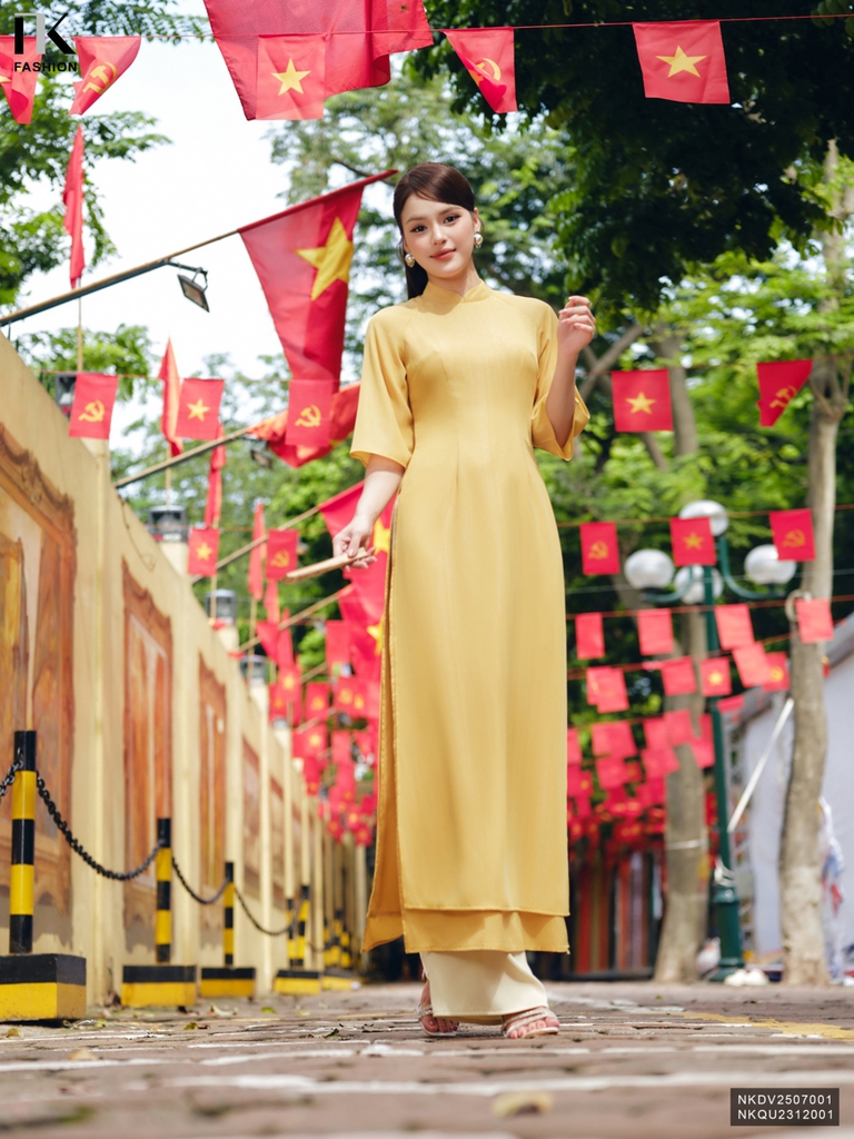 Áo dài 2 tà tơ ánh kim xinh điệu NKDV2507001 ( ko kèm quần + PK)