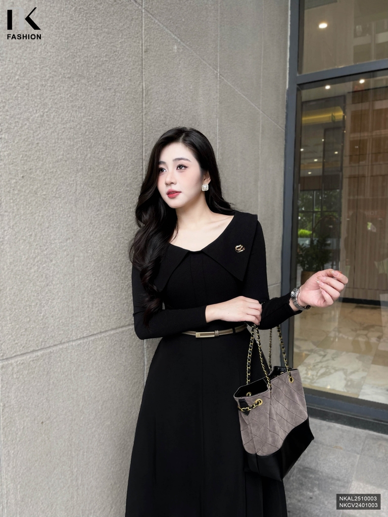 Áo len lá cổ mí kép kiểu cách, dịu dàng NKAL2510003