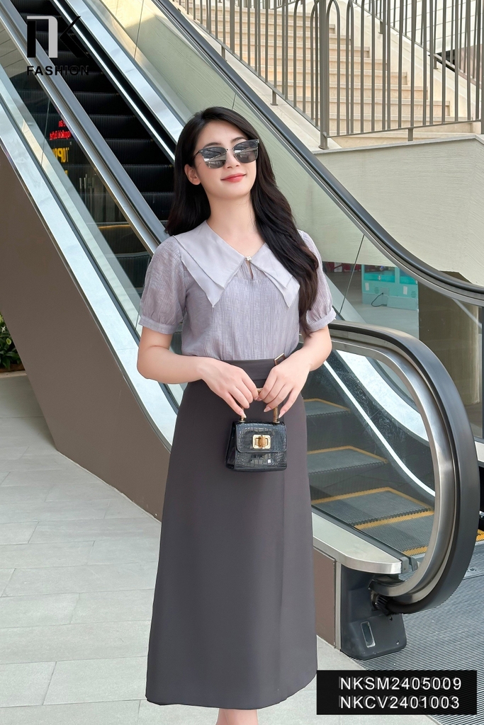 Áo Sơ Mi Tơ Cổ Sen Nhọn 2 Lớp NK Fashion Công Sở Nữ Thanh Lịch, Nữ Tính Vải Mềm Mịn NKSM2405009