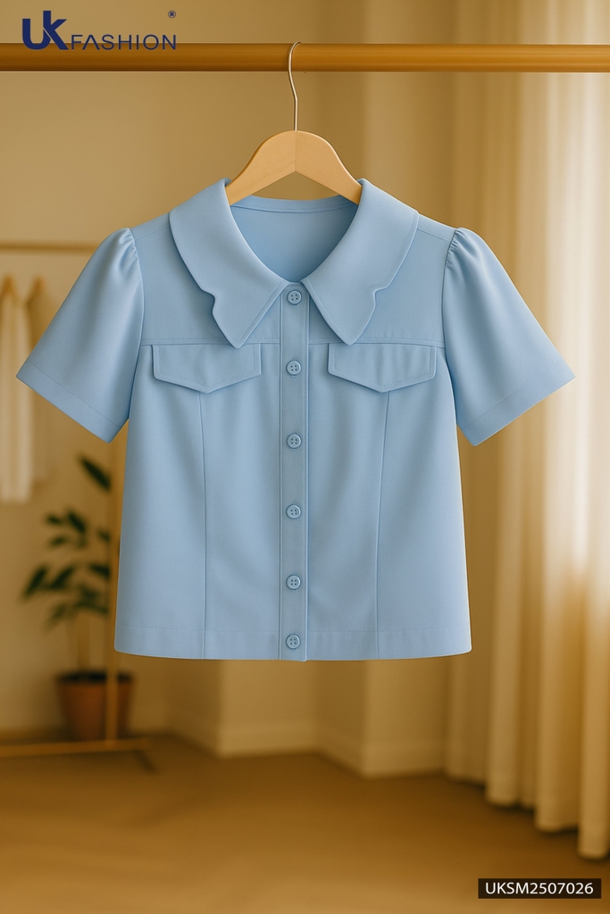 Sơ mi cổ kiểu bo gấu nắp túi UKSM2507026