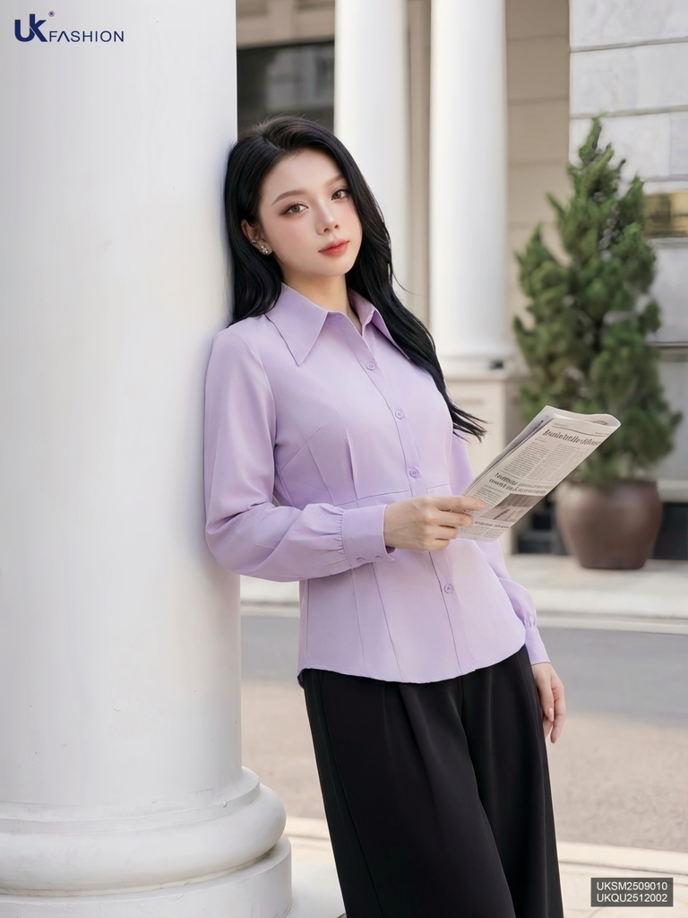 Sơ mi cổ đưc lý eo kép dễ mặc tôn eo UKSM2509010