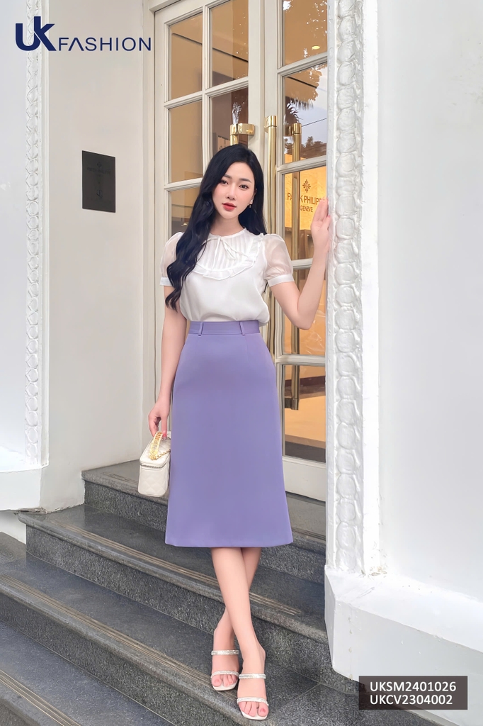 Chân Váy Chữ A UK FASHION Thiết Kế Basic Thanh Lịch Chất Vải Nhập Hàn Cao Cấp Không Nhăn UKCV2304002