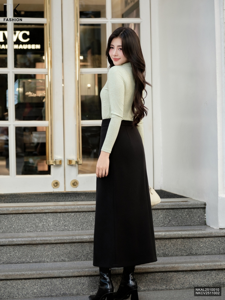 Chân váy dạ A dài kiểu cách mới, form đẹp NKCV2511002