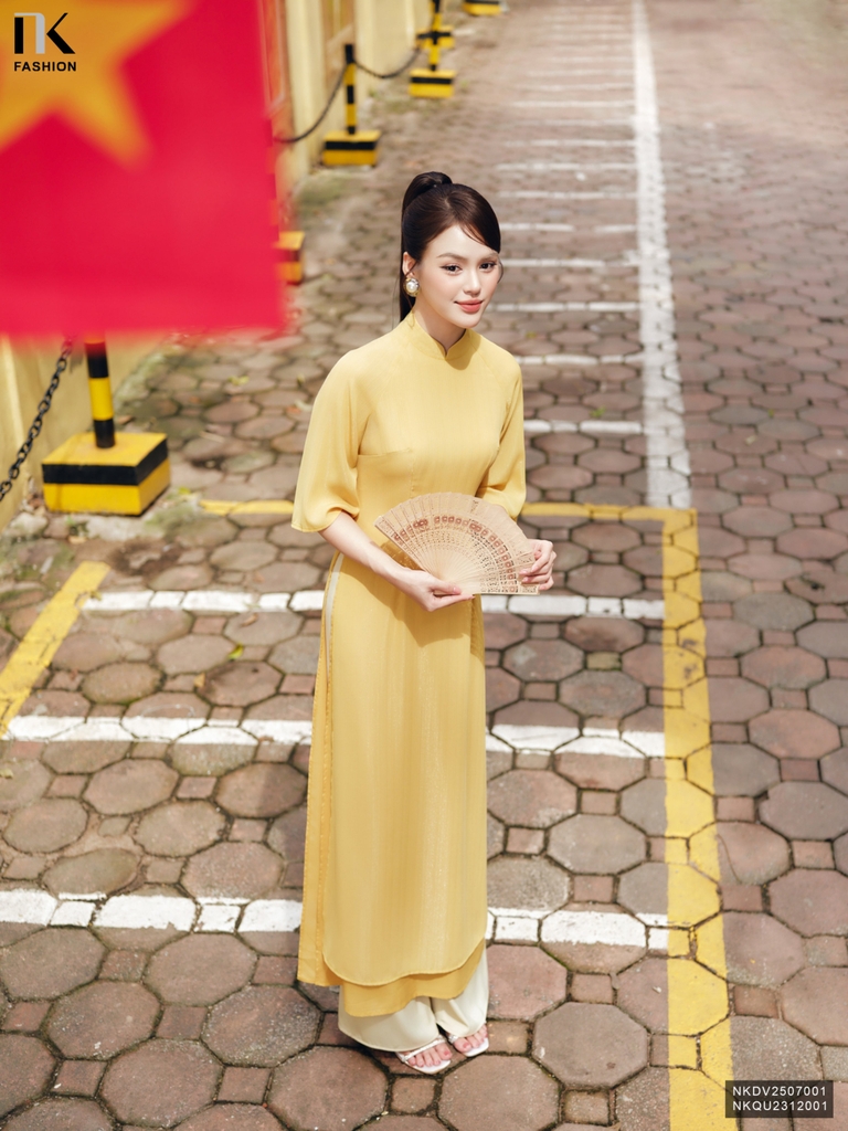 Áo dài 2 tà tơ ánh kim xinh điệu NKDV2507001 ( ko kèm quần + PK)