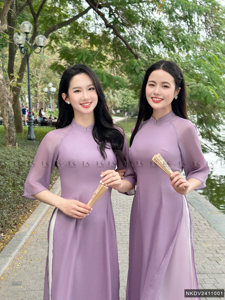 Áo dài 2 tà duyên dáng, mới lạ NKDV2411001 ( ko kèm quần + PK)