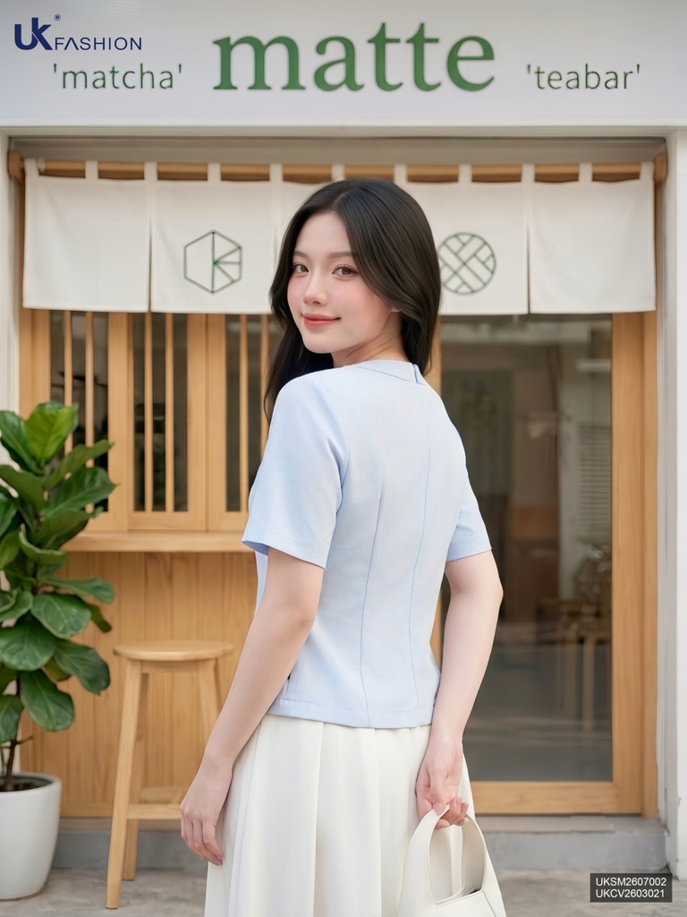 Sơ mi cổ tròn mí dọc UKSM2607002 ( Áo rời không kèm CV/QU/PK )