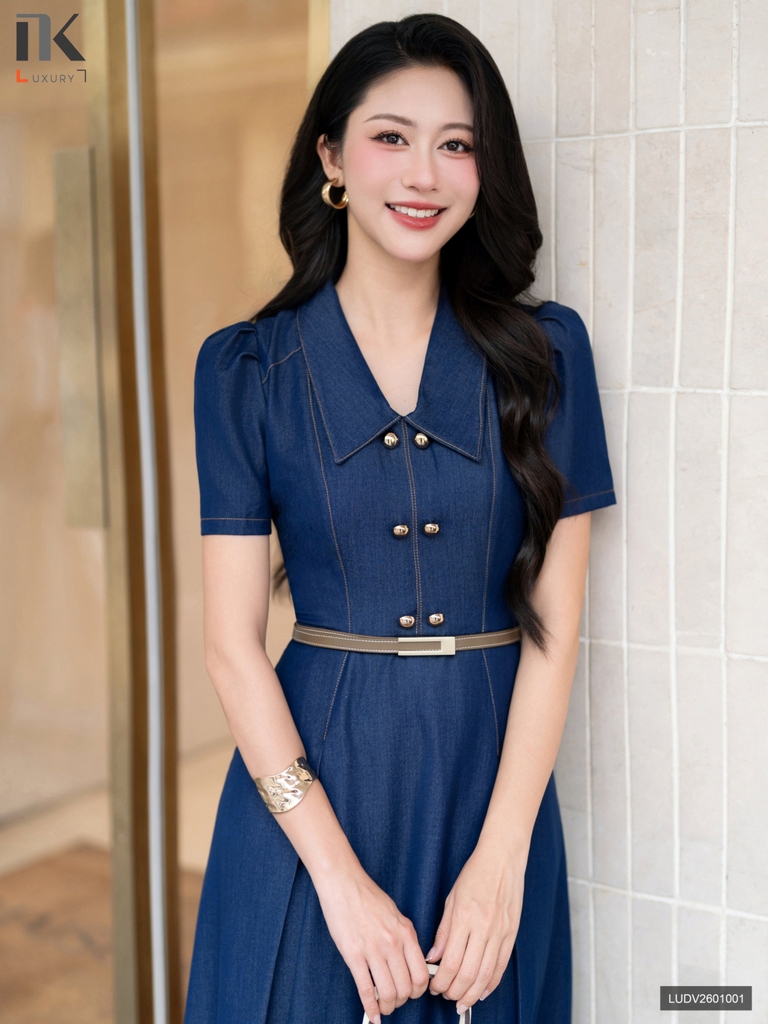 Đầm denim mềm mịn sang trọng cực chất LUDV2601001