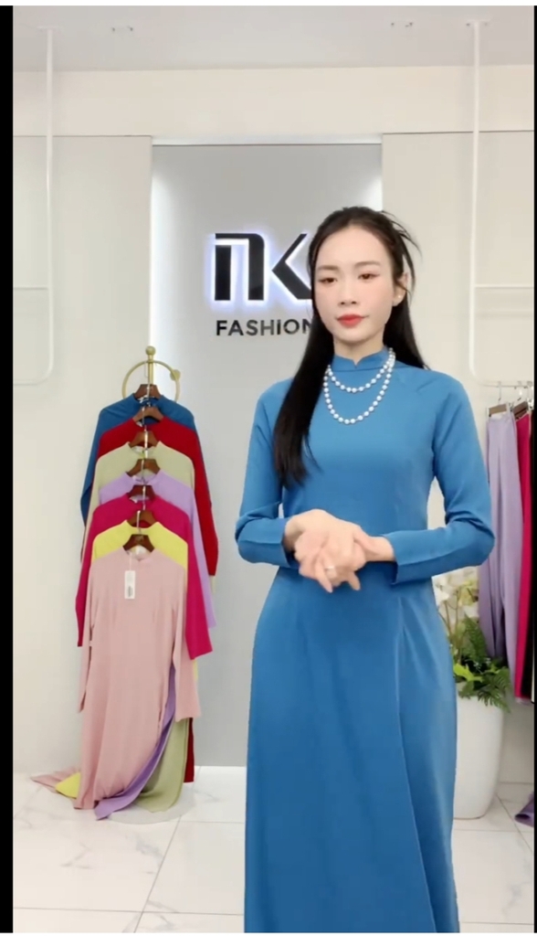 Áo dài lụa truyền thống, thanh lịch, duyên dáng, nhiều màu sắc NKDV2410005 - quần rời NKQU2312001