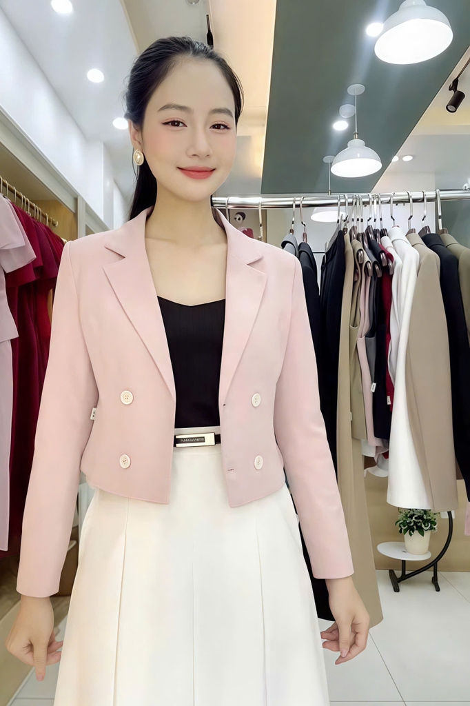 Vest 2 lớp 4 cúc croptop thanh lịch, gọn gàng NKAK2509005