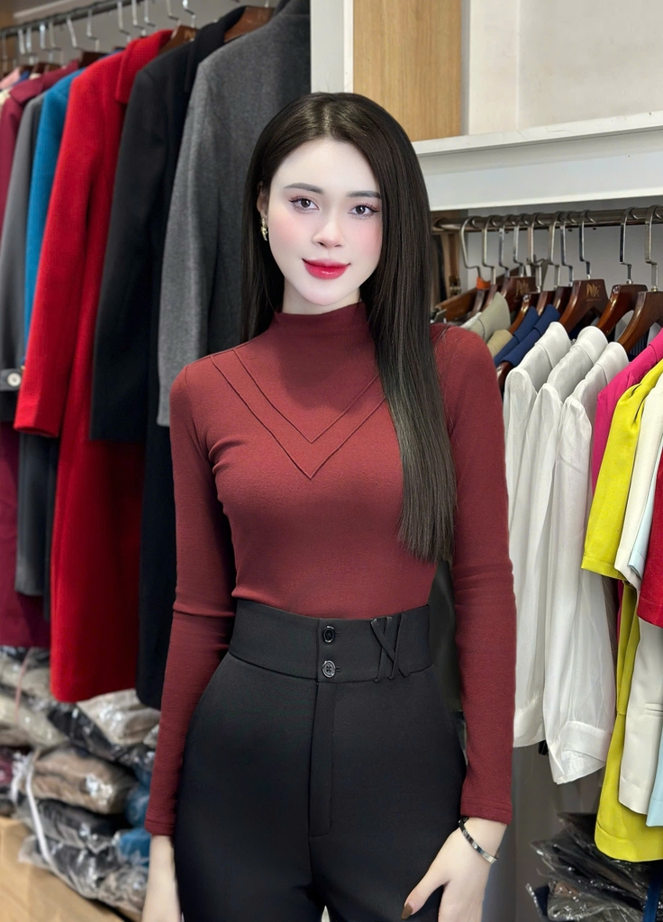 Áo giữ nhiệt bấu V lót lông mềm mịn ấm áp NKAL2411002