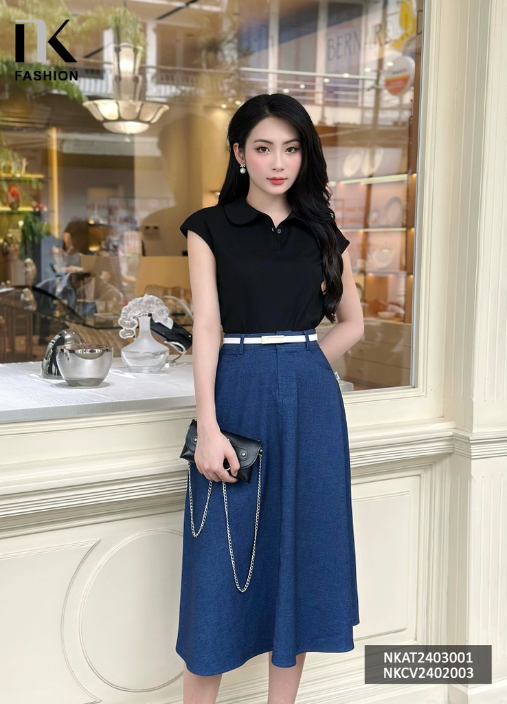 NK Fashion Áo Thun Cổ Bẻ Tay Chờm Basic Công Sở Nữ Thiết Kế Cách Điệu, Thanh Lịch, Thoải Mái, Trẻ Trung NKAT2403001
