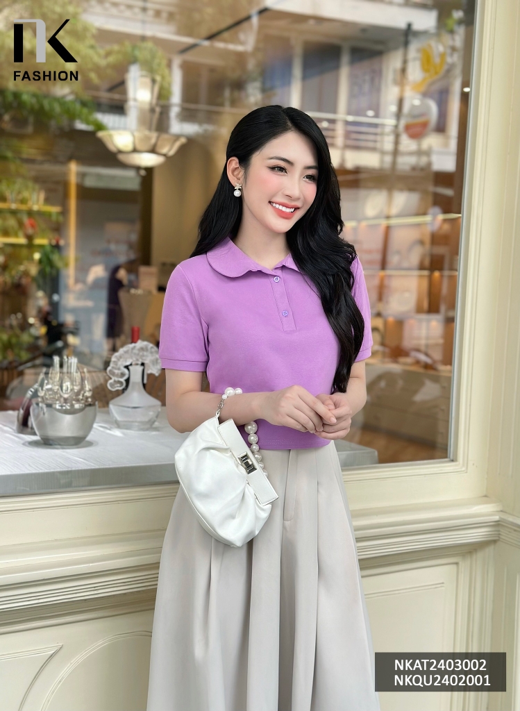 Áo Thun cổ bẻ cộc tay Basic NK Fashion Công Sở Nữ Thiết Kế Cách Điệu, Thanh Lịch, Thoải Mái, Trẻ Trung NKAT2403002