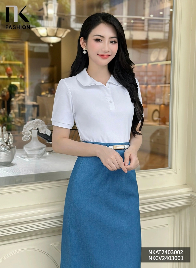 Áo Thun cổ bẻ cộc tay Basic NK Fashion Công Sở Nữ Thiết Kế Cách Điệu, Thanh Lịch, Thoải Mái, Trẻ Trung NKAT2403002