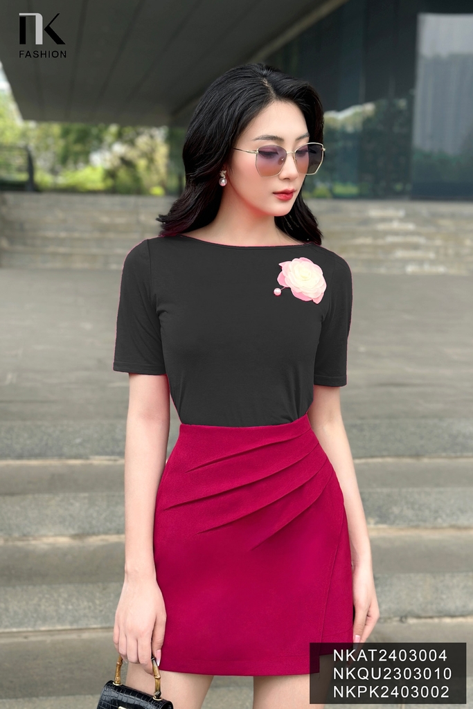 NK Fashion Áo Thun Tay Lỡ Cổ Thuyền Trẻ Trung, Thoải Mái NKAT2403004