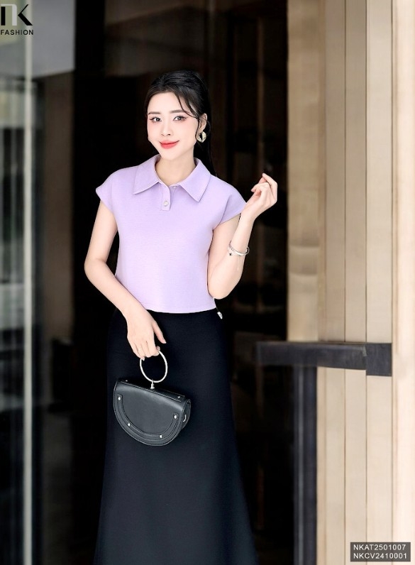 Áo Thun Vai Chờm Cổ Sen Thoải Mái, Nữ Tính Nàng Diện Hàng Ngày NKAT2501007