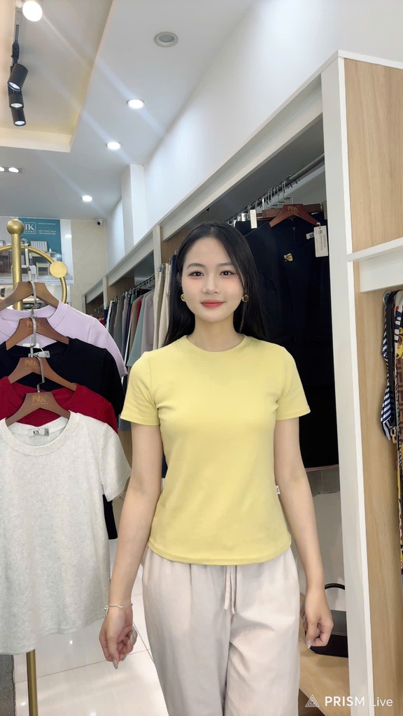 Áo Thun Cổ Tròn Croptop 25, Năng Động Vải Mềm Mịn NKAT2502005