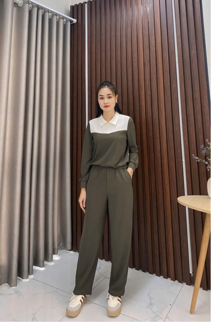 Bộ Đồ Thể Thao Phối Cổ NK Fashion Công Sở Nữ Năng Động, Thoải Mái Vải Mềm Mịn NKBD2410003
