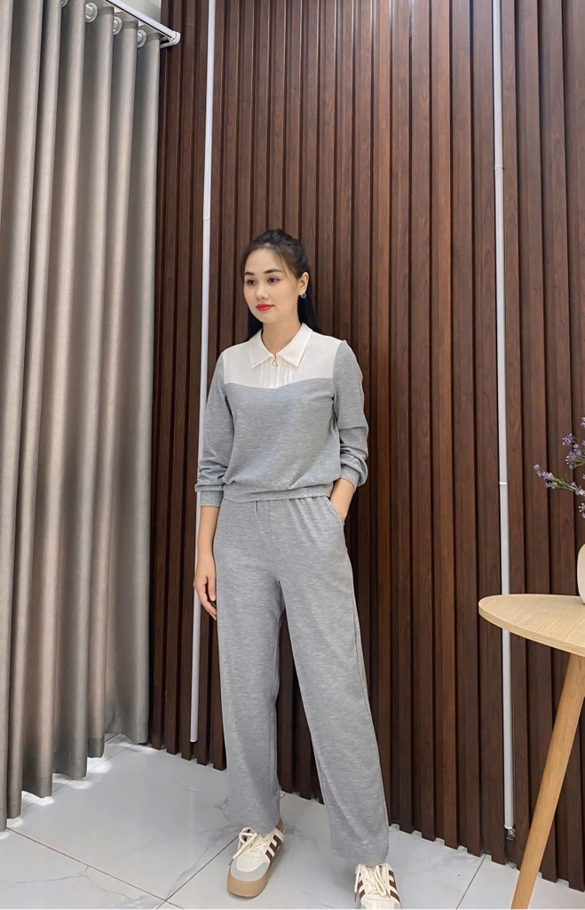 Bộ Đồ Thể Thao Phối Cổ NK Fashion Công Sở Nữ Năng Động, Thoải Mái Vải Mềm Mịn NKBD2410003