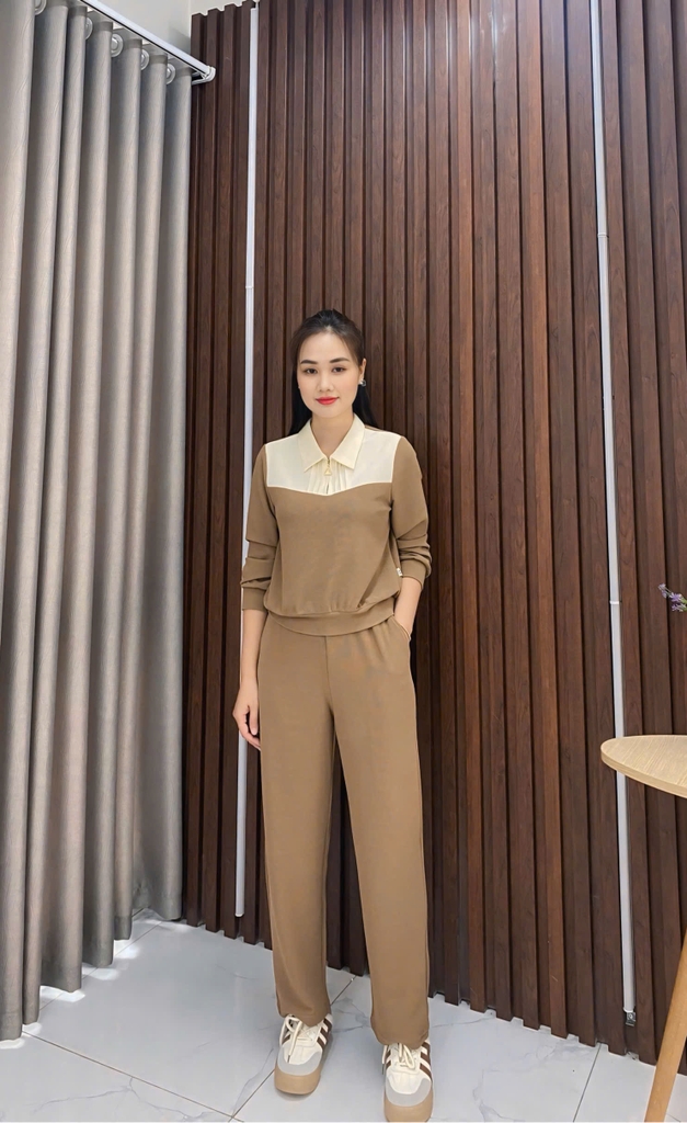 Bộ Đồ Thể Thao Phối Cổ NK Fashion Công Sở Nữ Năng Động, Thoải Mái Vải Mềm Mịn NKBD2410003