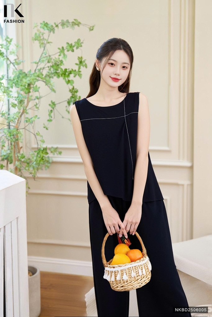 Bộ đồ đũi lanh áo mí nổi dễ thương NKBD2506005