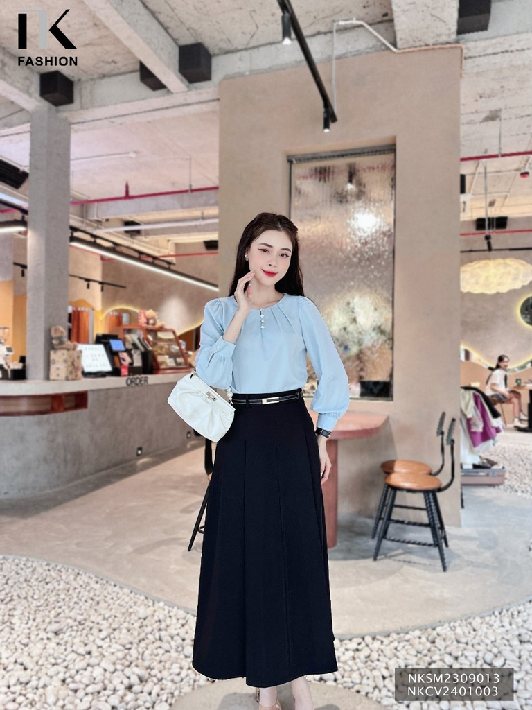 Chân Váy Dài Xếp Ly NK Fashion Công Sở Nữ Thiết Kế Basic Sang Trọng, Chất Liệu Vải Nhập Hàn Co Giãn, Mềm Mịn NKCV2401003
