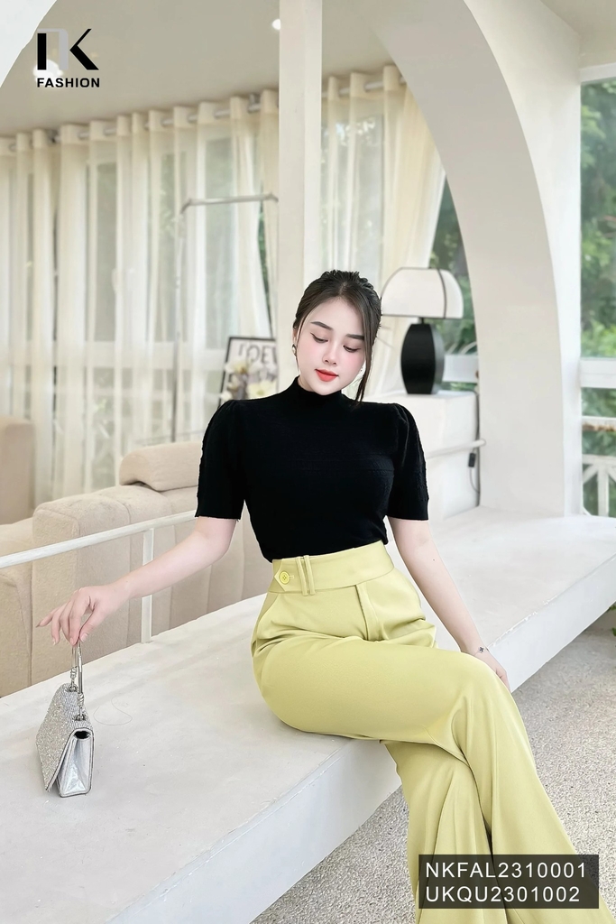 Áo Len Cộc Tay Bo Gấu NK Fashion Thời Trang công sở Nữ Basic, Trendy NKFAL2310001, Dễ Phối Đồ, Vải Thoáng Mát