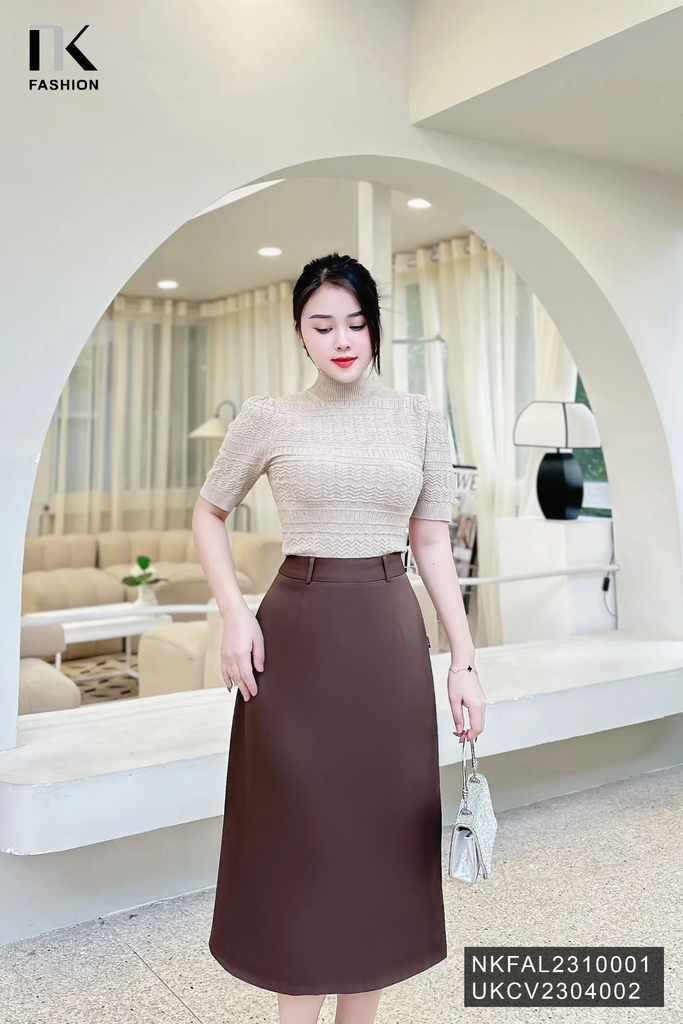 Áo Len Cộc Tay Bo Gấu NK Fashion Thời Trang công sở Nữ Basic, Trendy NKFAL2310001, Dễ Phối Đồ, Vải Thoáng Mát