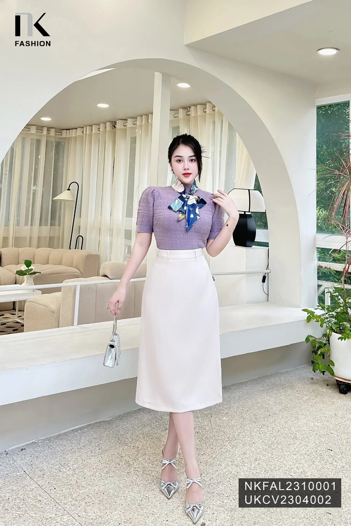 Áo Len Cộc Tay Bo Gấu NK Fashion Thời Trang công sở Nữ Basic, Trendy NKFAL2310001, Dễ Phối Đồ, Vải Thoáng Mát